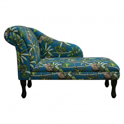 45" Medium Chaise Longue in a Monkey Teal 100% Cotton Fabric