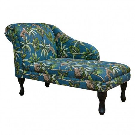 45" Medium Chaise Longue in a Monkey Teal 100% Cotton Fabric