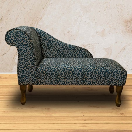 LUXE 41" Mini Chaise Longue in Prints Leopard Print Fabric