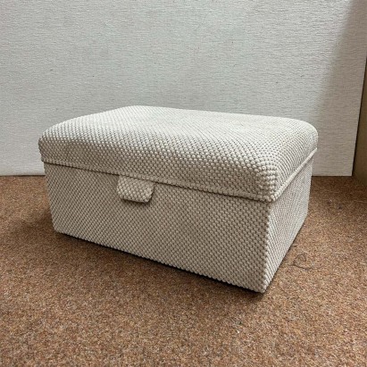 CLEARANCE Storage Ottoman in Mink Dimple Fabric