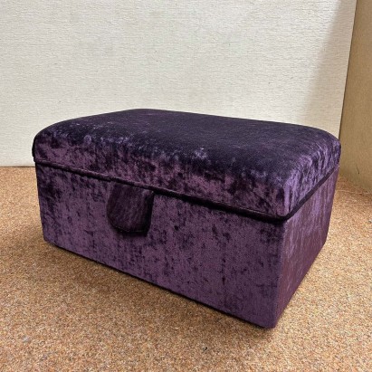 CLEARANCE Storage Ottoman in Pastiche Purple Fabric