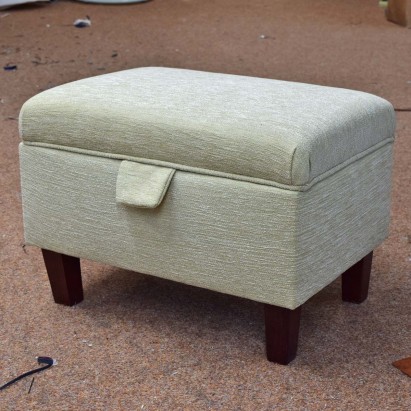 CLEARANCE Storage Footstool in Wedge Green Chenille...