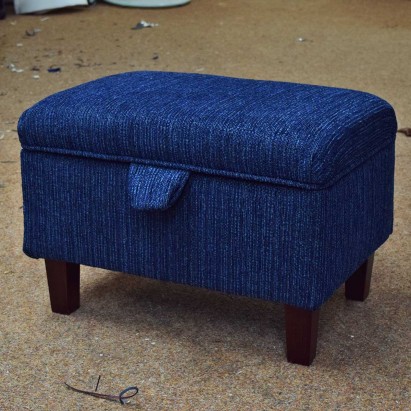 CLEARANCE Storage Footstool in Caledonian Plain Navy...