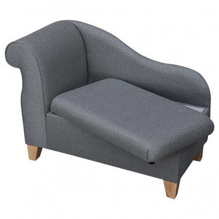 41" Storage Chaise Longue in a Dundee Herringbone Grey Fabric