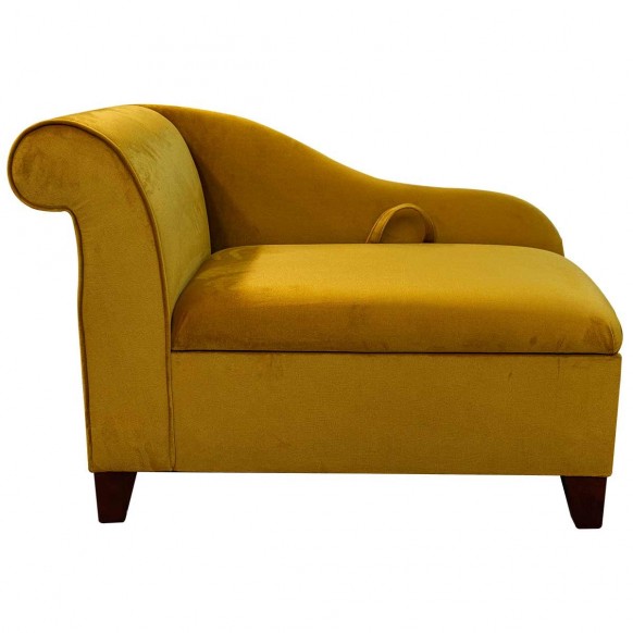 CLEARANCE 41" Storage Chaise Longue in a Malta Gold Deluxe Velvet Fabric