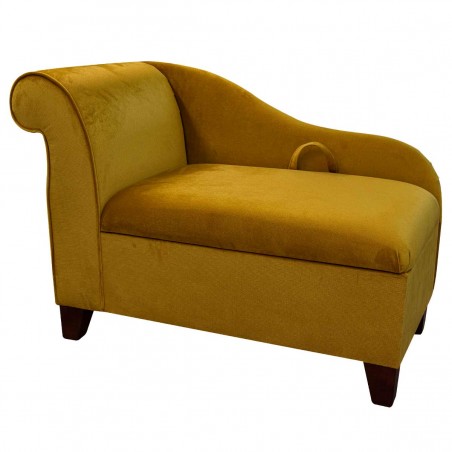 CLEARANCE 41" Storage Chaise Longue in a Malta Gold Deluxe Velvet Fabric