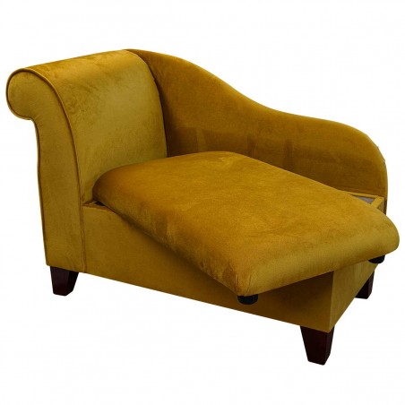CLEARANCE 41" Storage Chaise Longue in a Malta Gold Deluxe Velvet Fabric