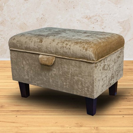 Storage Footstool, Ottoman, Pouffe in a Pastiche Slub Linen Fabric