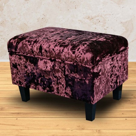 LUXE Storage Footstool in Lustro Metallic Amethyst Upholstery Fabric