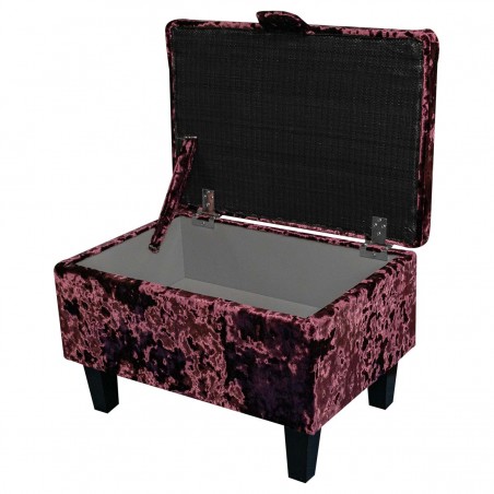 LUXE Storage Footstool in Lustro Metallic Amethyst Upholstery Fabric