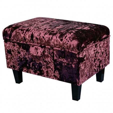 CLEARANCE LUXE Storage Footstool in Lustro Metallic Amethyst Upholstery Fabric