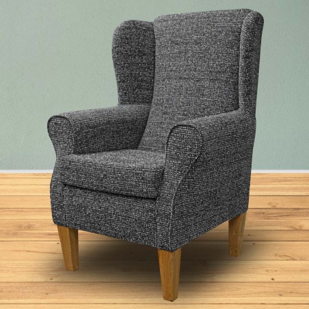 Standard Wingback Fireside Chair in Holborn Carbon Heavy Boucle Fabric