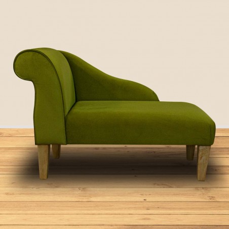 41" Mini Chaise Longue in Malta Grass Deluxe Velvet Fabric