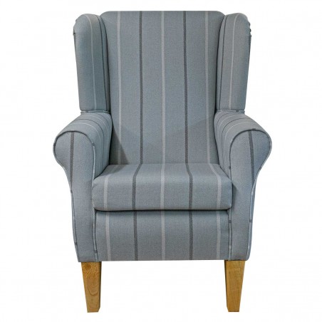 Standard Wingback Fireside Chair in Quattro Dove Stripe Fabric