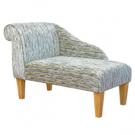 LUXE 41" Mini Chaise Longue in an Extravaganza Stripe Burst Lime Fabric