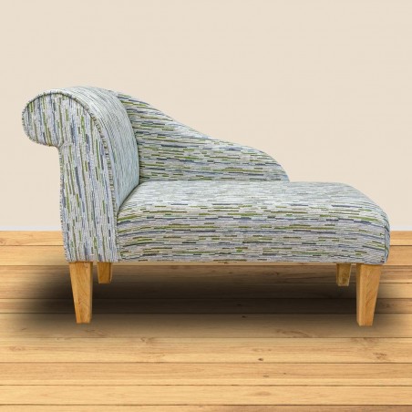 LUXE 41" Mini Chaise Longue in an Extravaganza Stripe Burst Lime Fabric