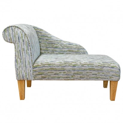 LUXE 41" Mini Chaise Longue in an Extravaganza Stripe Burst Lime Fabric