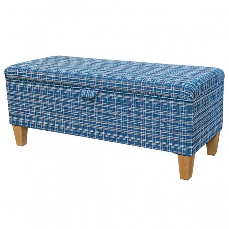 Storage Bench Stool in Lomond Check Denim Fabric