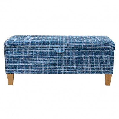 EXCLUSIVE OFFER Storage Bench Stool in Lomond Check Denim Fabric