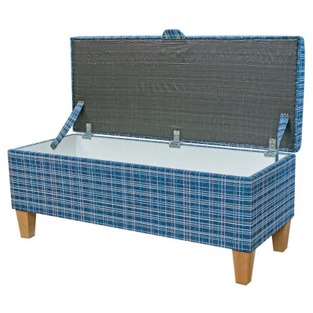 EXCLUSIVE OFFER Storage Bench Stool in Lomond Check Denim Fabric