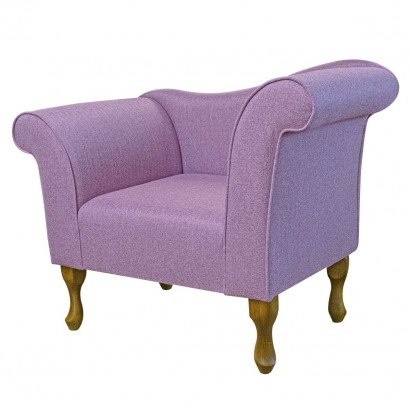 Designer Chaise Chair in Tweed Fuchsia Traditional Fabric