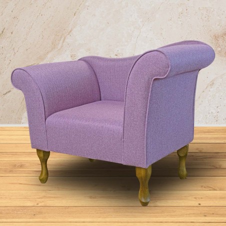 Designer Chaise Chair in Tweed Fuchsia Traditional Fabric