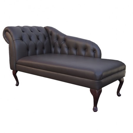 56" Buttoned Classic Style Chaise Longue in a Genuine Medal chocolate Leather