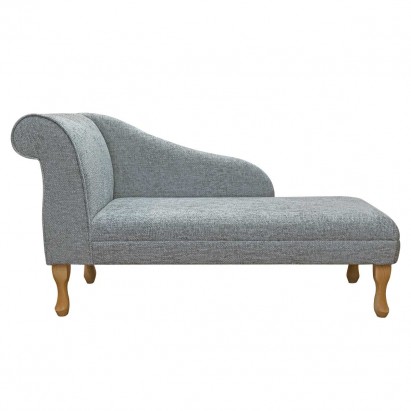 52" Medium Modern Chaise Longue in Venice Dove Soft Weave Fabric