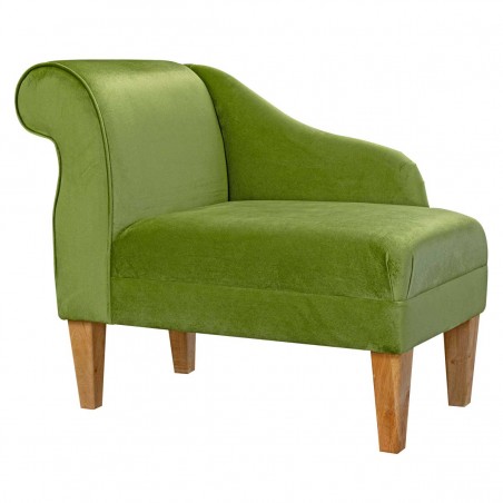 36" Compact Chaise Longue in a Monaco Olive Supersoft Velvet Fabric