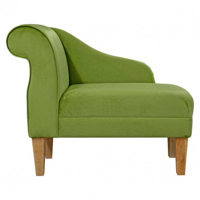 36" Compact Chaise Longue in a Monaco Olive Supersoft Velvet Fabric