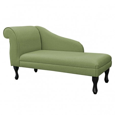 52" Medium Modern Chaise Longue in Sonata Sage Wool Look Fabric