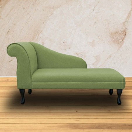 52" Medium Modern Chaise Longue in Sonata Sage Wool Look Fabric