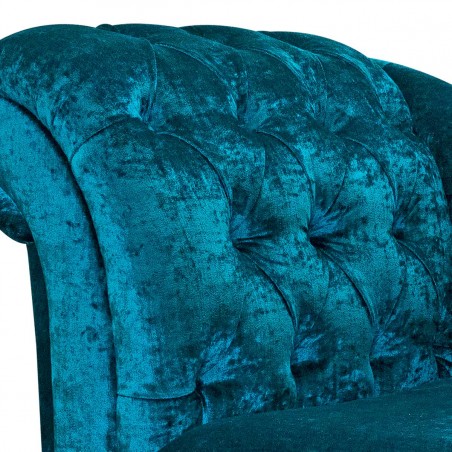 45" Medium Buttoned Chaise Longue in Pastiche Crush Slub Teal Fabric