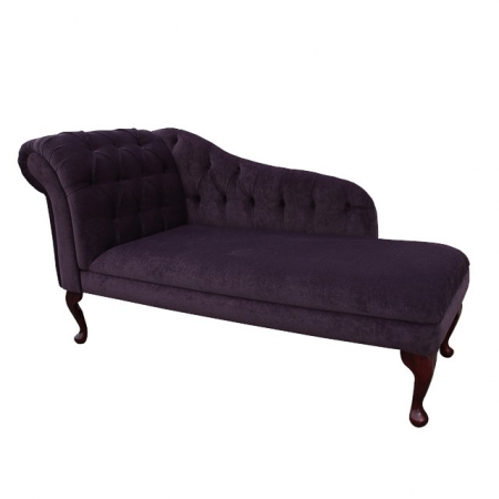 56" Buttoned Classic Style Chaise Longue in a Heather / Purple Pimlico Fabric - 16161