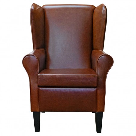 Large High Back Chair in Highland Nut Brown Genuine Leather