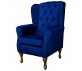 Standard Wingback Fireside Chair in Monaco Royal Blue Supersoft Velvet Fabric