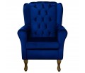 Standard Wingback Fireside Chair in Monaco Royal Blue Supersoft Velvet Fabric