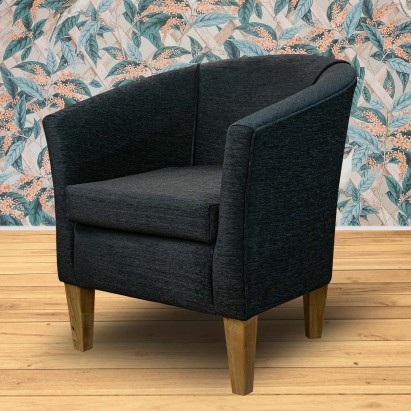 LUXE Designer Tub Chair in Aqua Clean Tenby Charcoal...