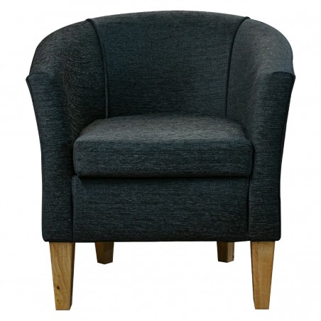 LUXE Designer Tub Chair in Aqua Clean Tenby Charcoal Fabric