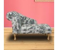 45" Medium Chaise Longue in Safari Wildlife Cotton-Linen Fabric