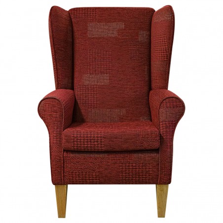 Large High Back Chair in Zaffiro Russet Patchwork Jacquard Weave Fabric