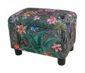 Pouffe Stool in Maestro Ribera Grey Botanical Printed Velvet Fabric