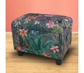 Pouffe Stool in Maestro Ribera Grey Botanical Printed Velvet Fabric