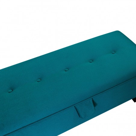 Buttoned Storage Bench in Malta Peacock Luxury Velvet Fabric