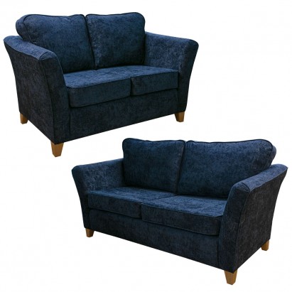 CLEARANCE Diana Two & Three Seater Sofa Set in Alaska Midnight Chenille Fabric