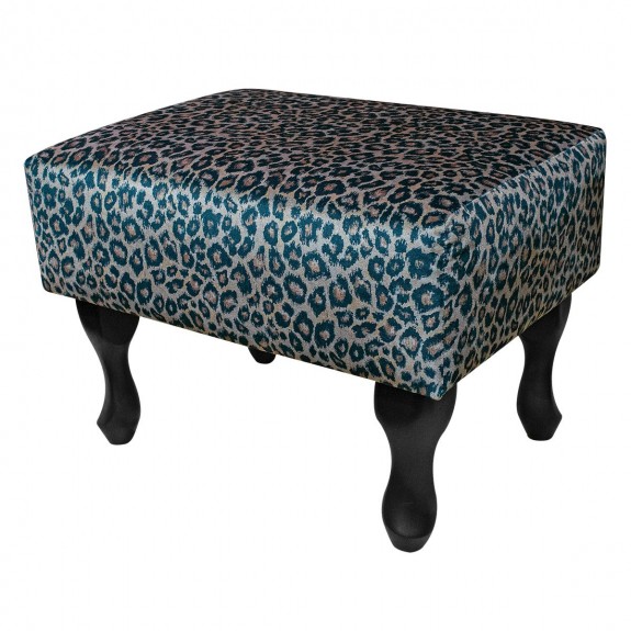 LUXE Small Footstool in Prints Leopard Print Fabric