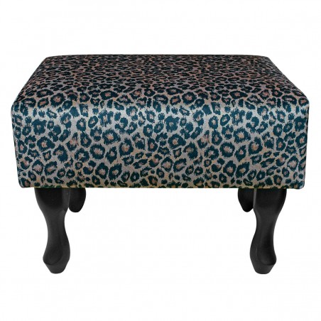 LUXE Small Footstool in Prints Leopard Print Fabric