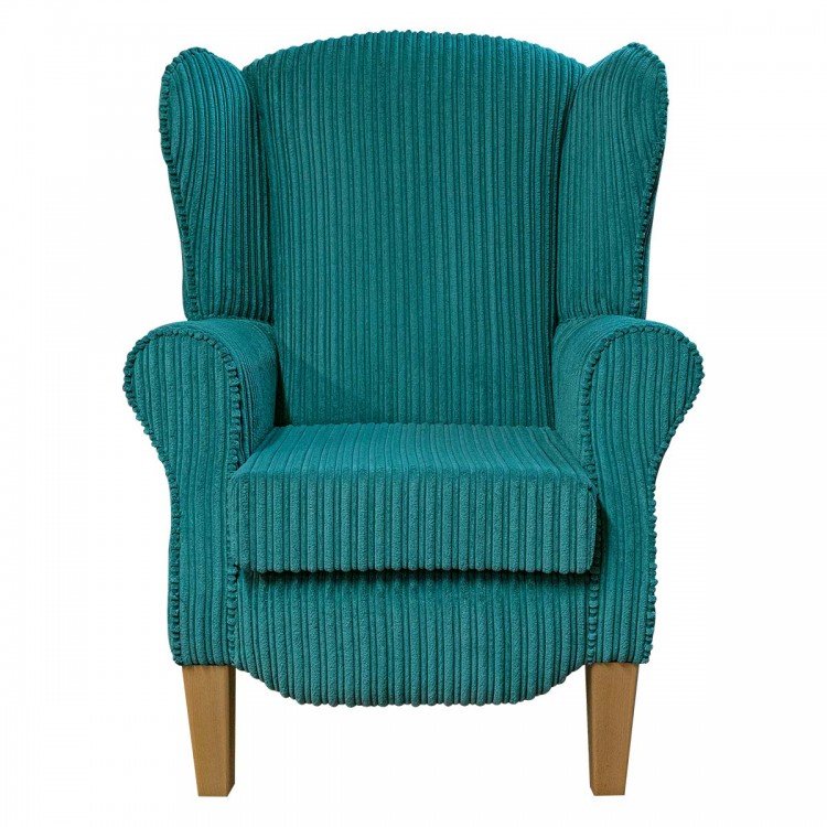 jumbo teal cord armchair