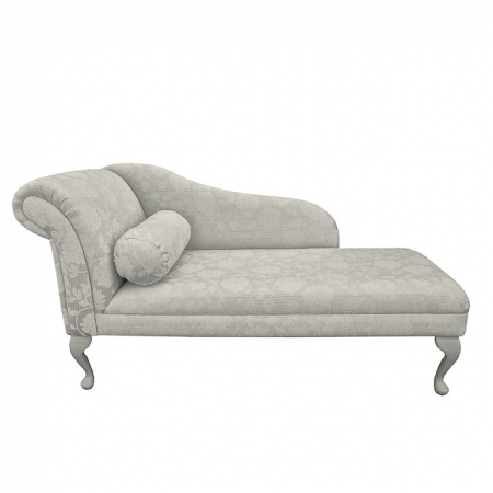 60" Classic Style Chaise Longue in a Floral Oyster Fabric - 17074