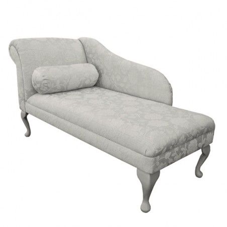 60" Classic Style Chaise Longue in a Floral Oyster Fabric - 17074